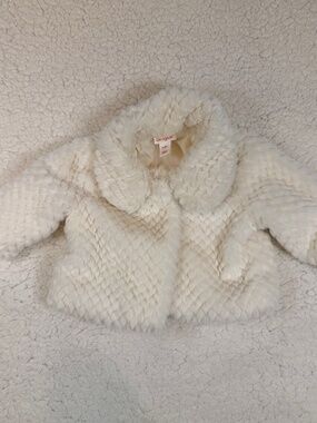 Cat & Jack Baby Girls White Faux Fur Glam Jacket 3-6M